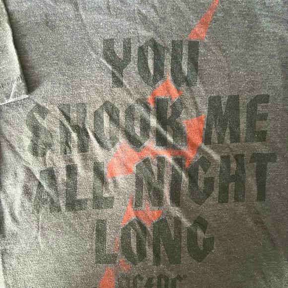 Dark gray man’s Large size shirt with “YOU SHOOK ME ALL NIGHT LONG” black print - Picture 2 of 3